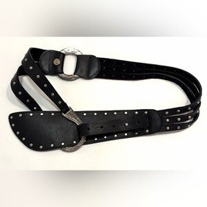 Leatherock Belt Women’s Black Leather Silver Studs